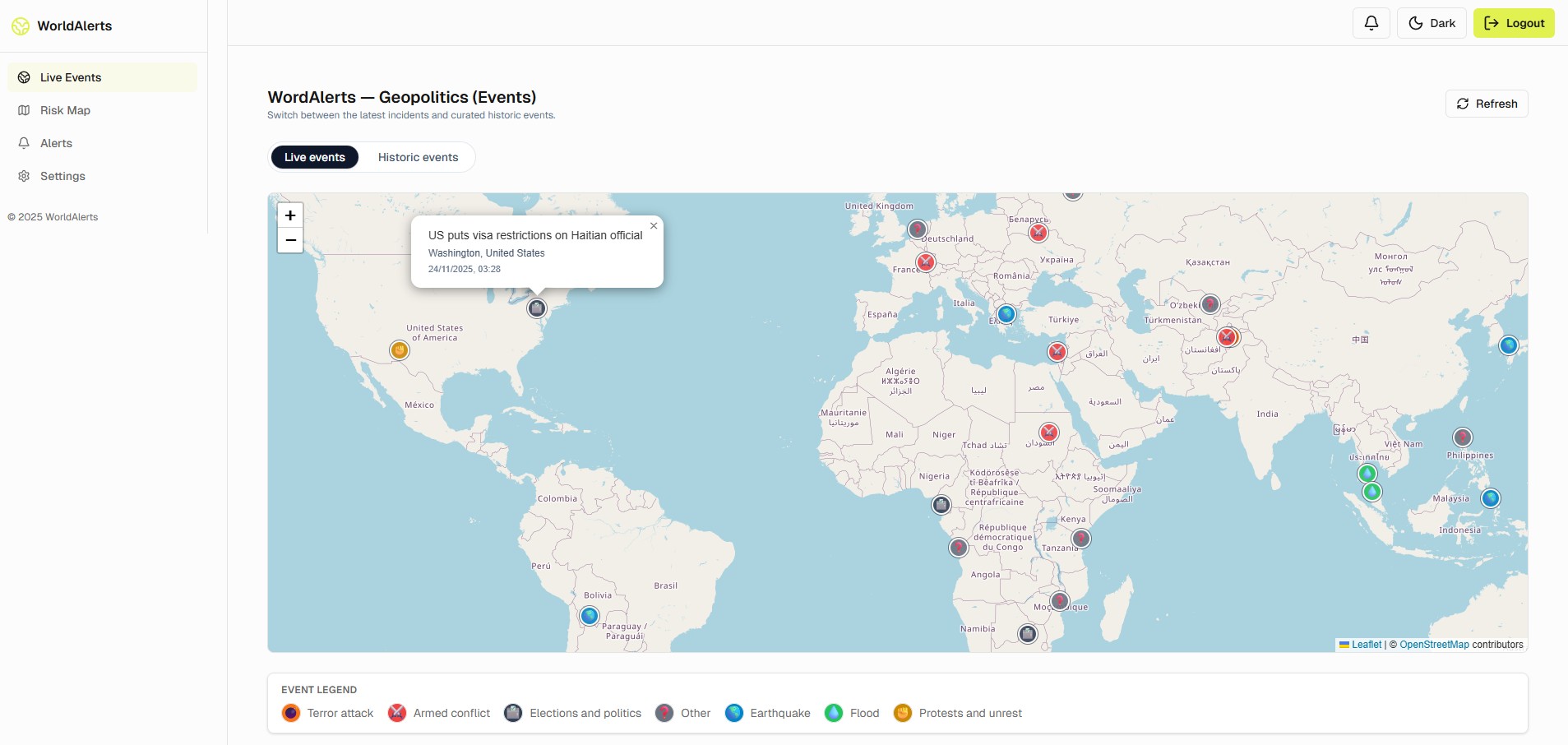 World Alerts Interactive Map
